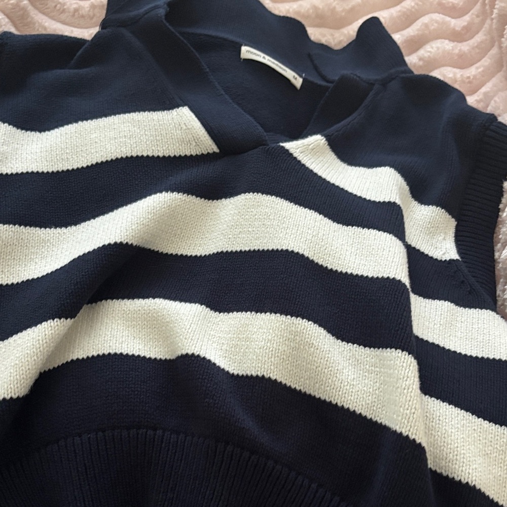 moon & madison Navy and White Striped Kids Top